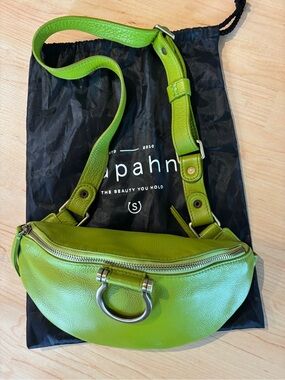 Green Leather Mini Crossbody Belt Bag by Sapahn